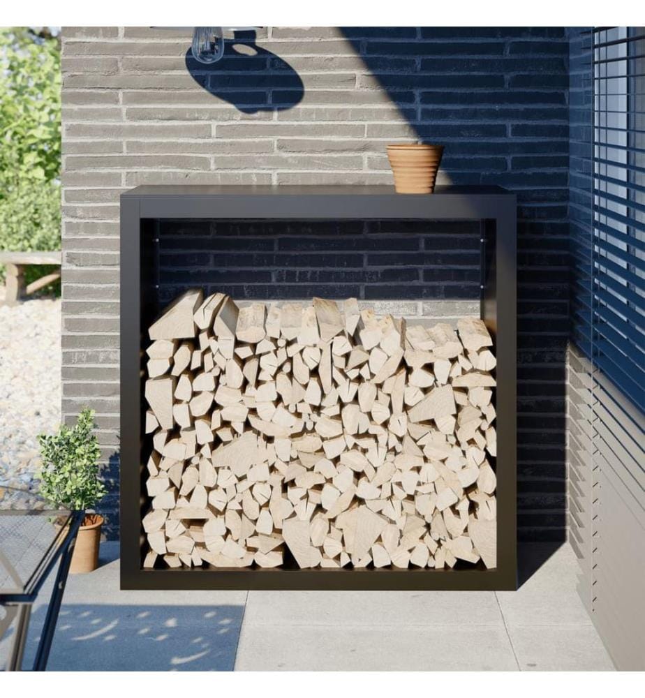 Portant de bois de chauffage noir 100x40x100 cm acier