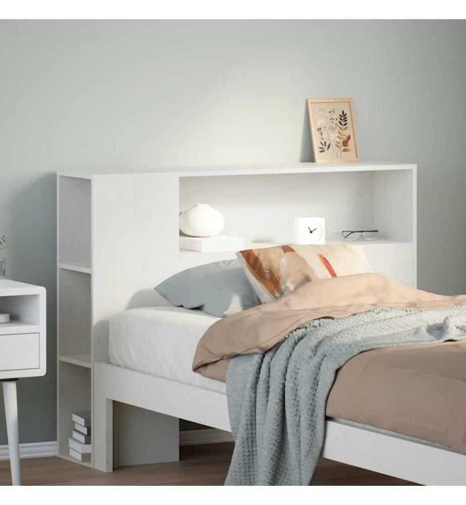 Tête de lit avec rangement blanc 100 cm bois massif de pin