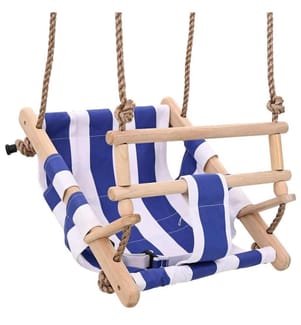 Balançoire pour bébé avec ceinture de sécurité Coton Bois Bleu