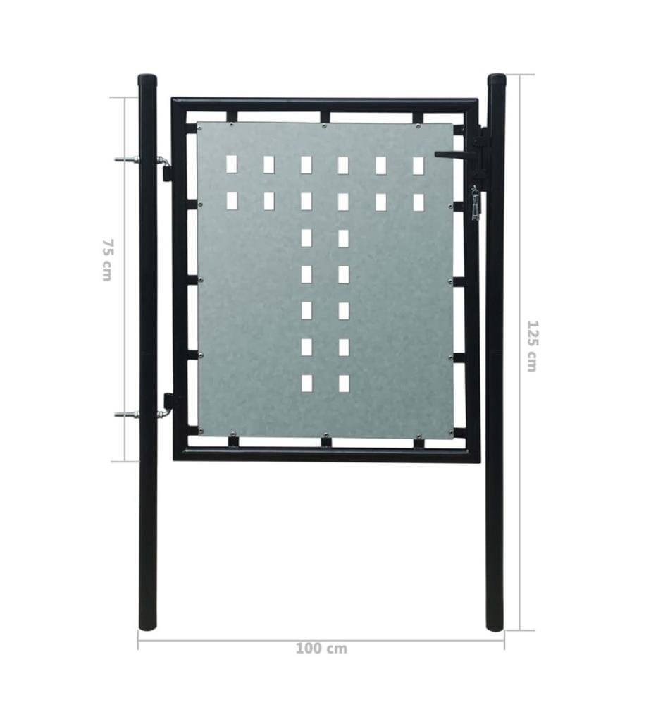 Zauntor (Einzeltor) Schwarz 100x125 cm