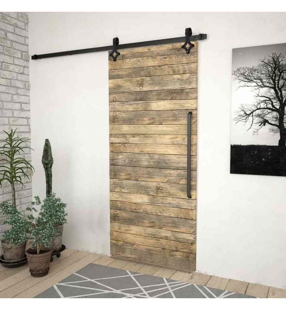 Schiebetürbeschlag-Set 200 cm Stahl Schwarz