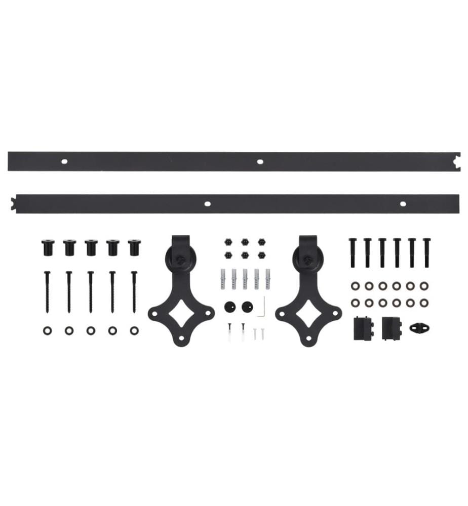 Schiebetürbeschlag-Set 200 cm Stahl Schwarz
