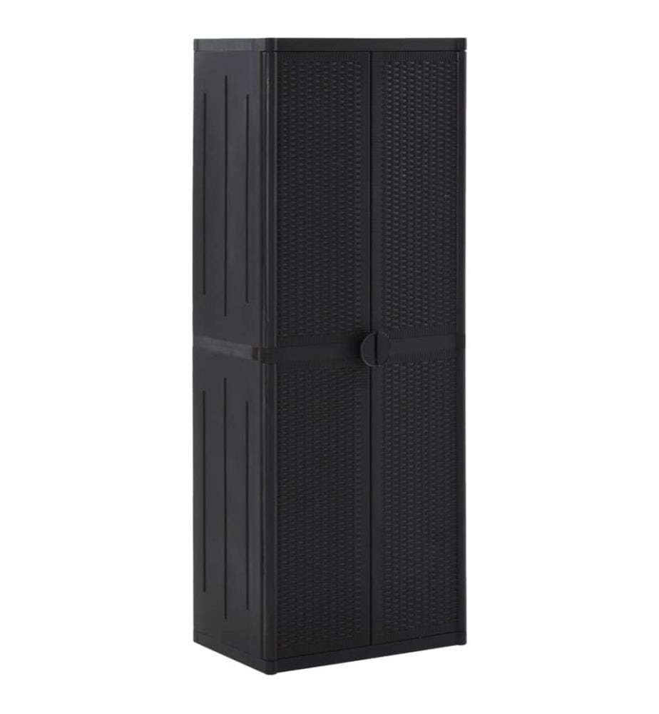 Gartenschrank Schwarz 65x45x172 cm PP Rattan