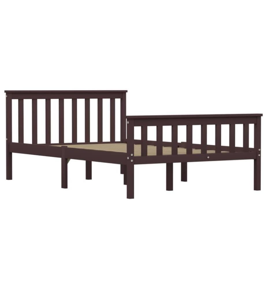 Cadre de lit Marron foncé Bois de pin massif 120 x 200 cm