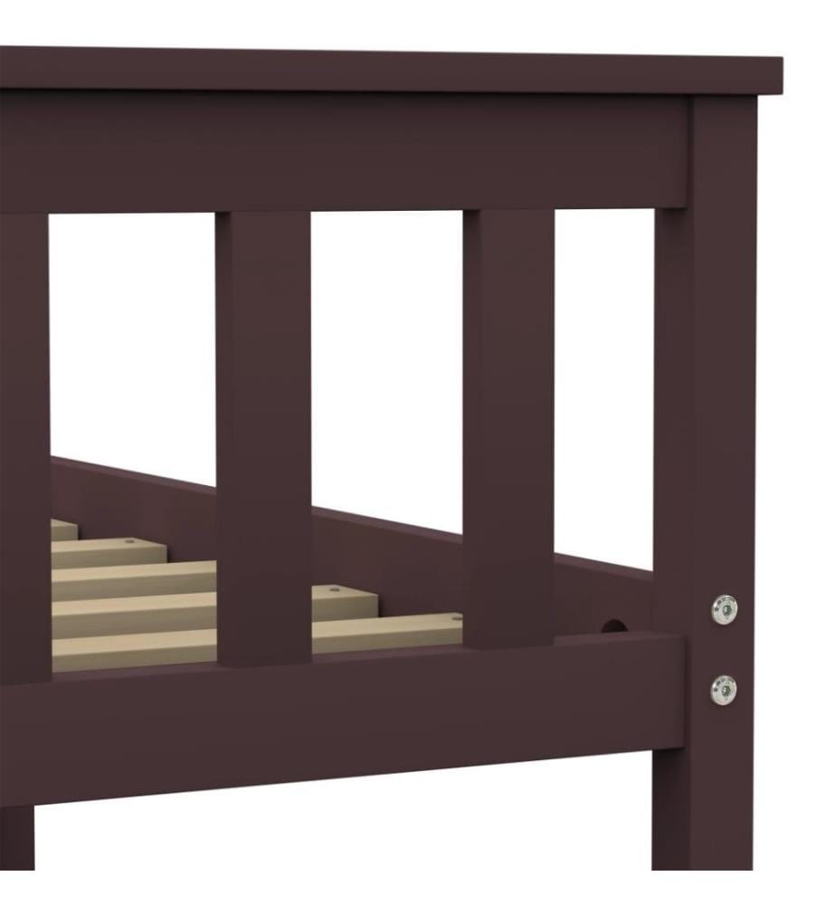 Cadre de lit Marron foncé Bois de pin massif 120 x 200 cm