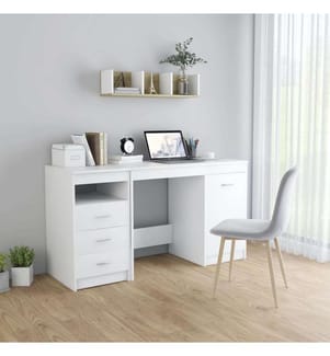 Schreibtisch Weiss 140x50x76 cm Holzwerkstoff