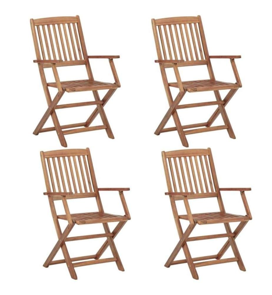 Klappbare Gartenstühle 4 Stk. mit Kissen Massivholz Akazie