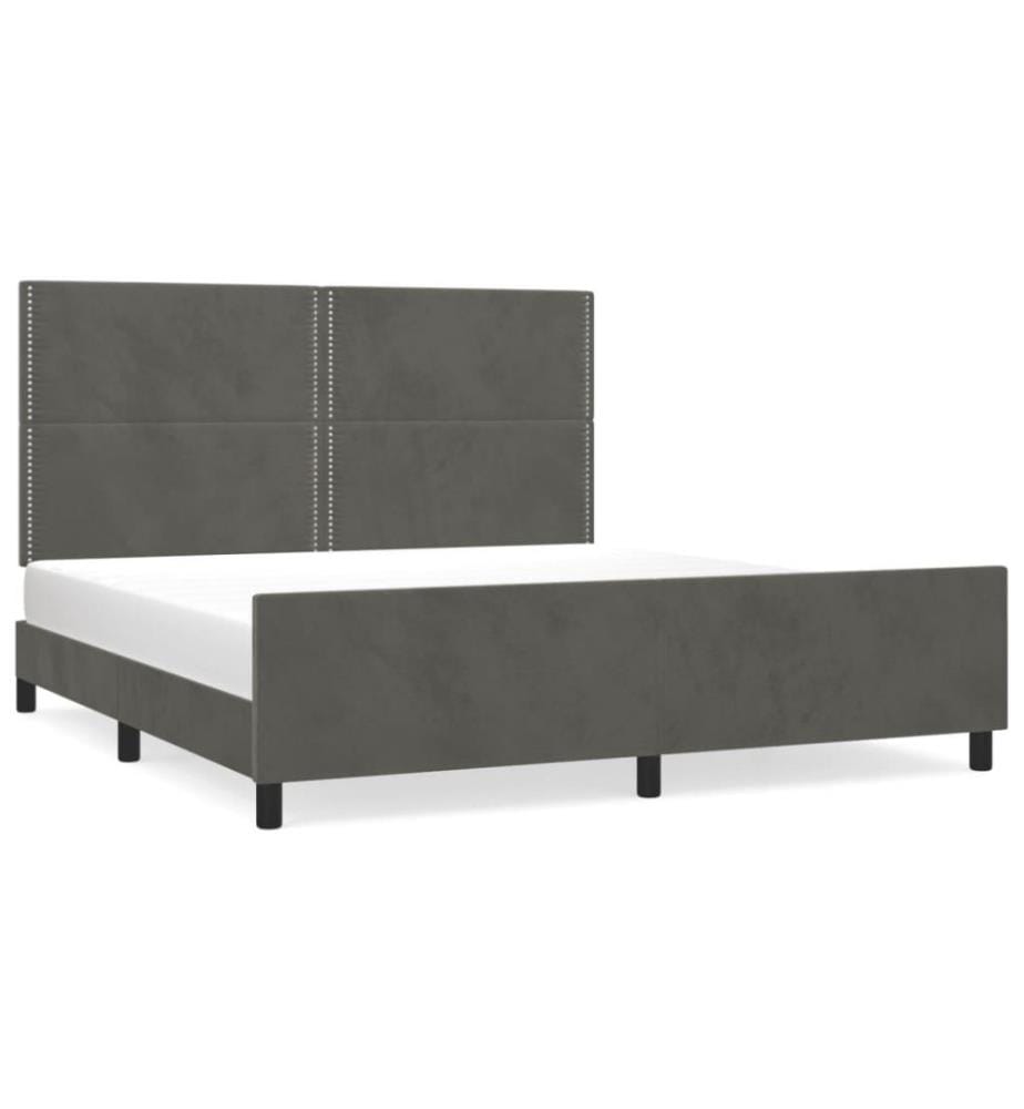 Bettgestell mit Kopfteil Dunkelgrau 160x200 cm Samt