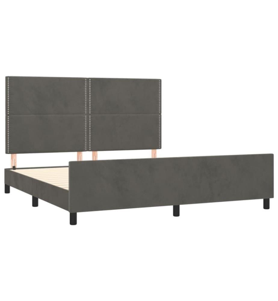 Bettgestell mit Kopfteil Dunkelgrau 160x200 cm Samt