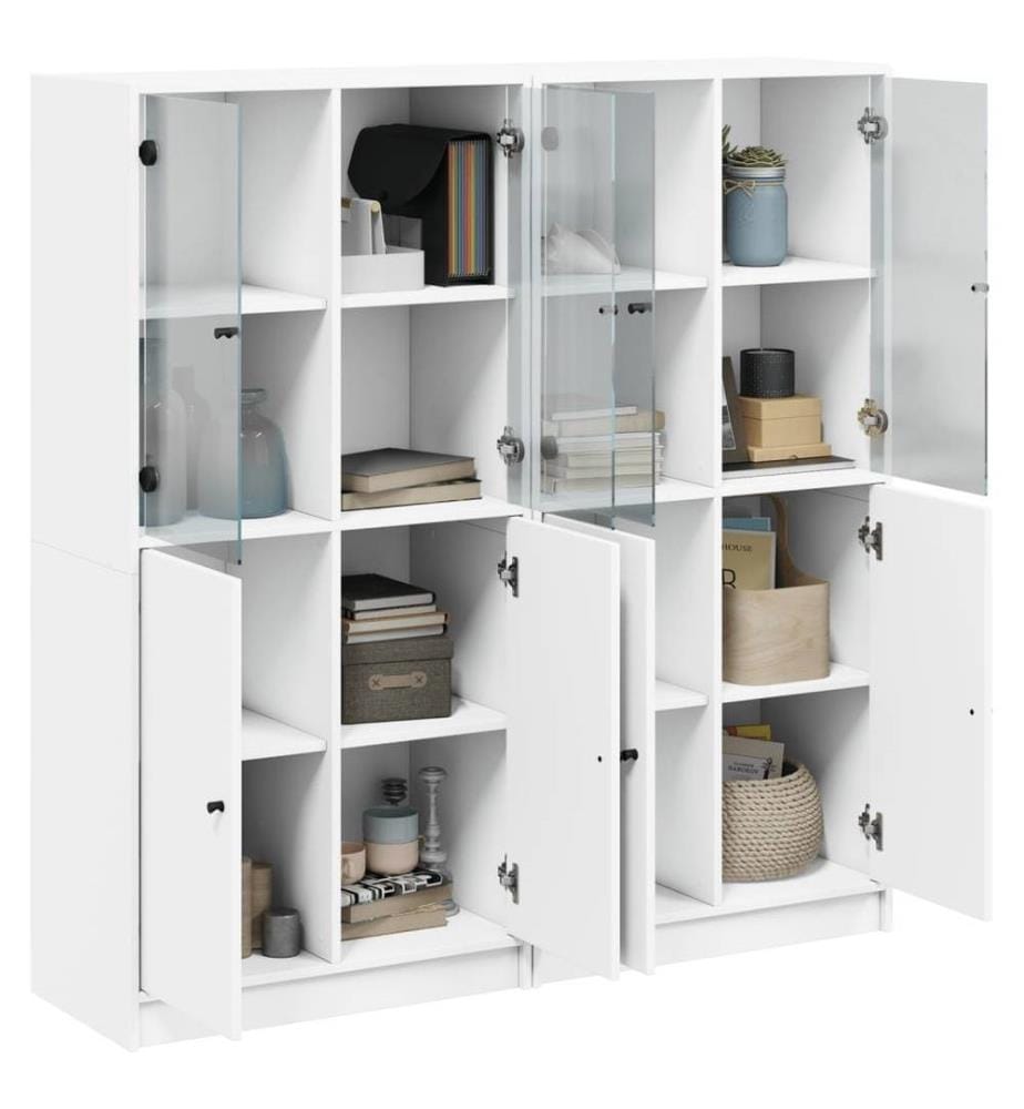 Bücherschrank mit Türen Weiss 136x37x142 cm Holzwerkstoff