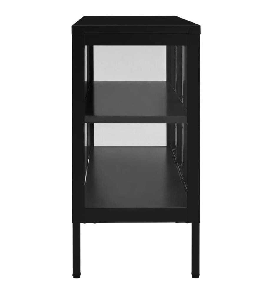 Sideboard Schwarz 70x35x70 cm Stahl und Glas