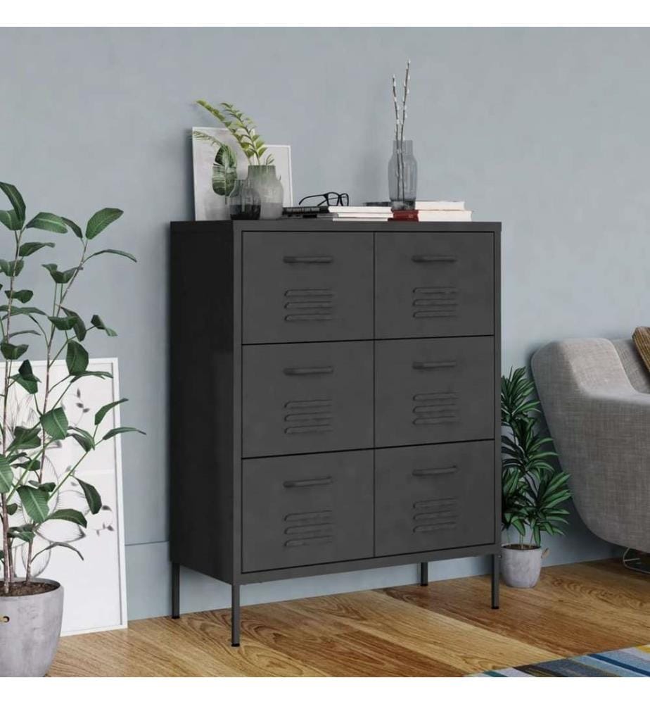 Schubladenschrank Anthrazit 80x35x101,5 cm Stahl