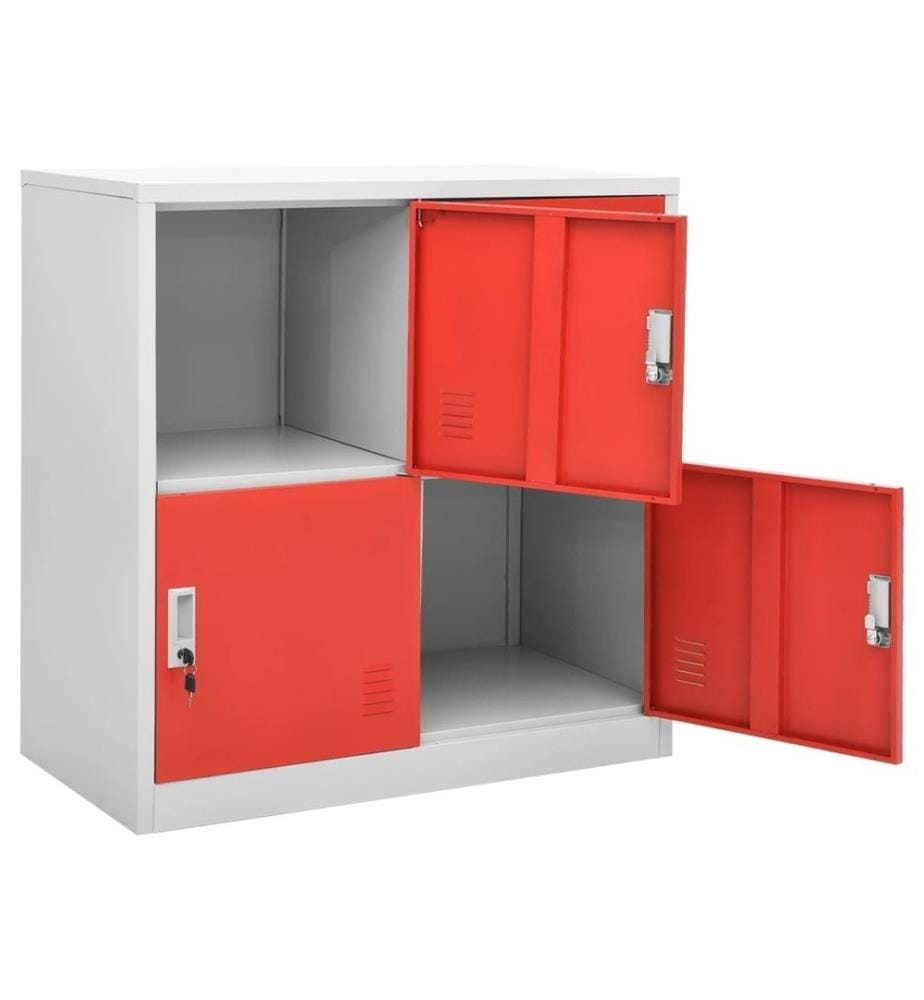 Schliessfachschrank Hellgrau und Rot 90x45x92,5 cm Stahl