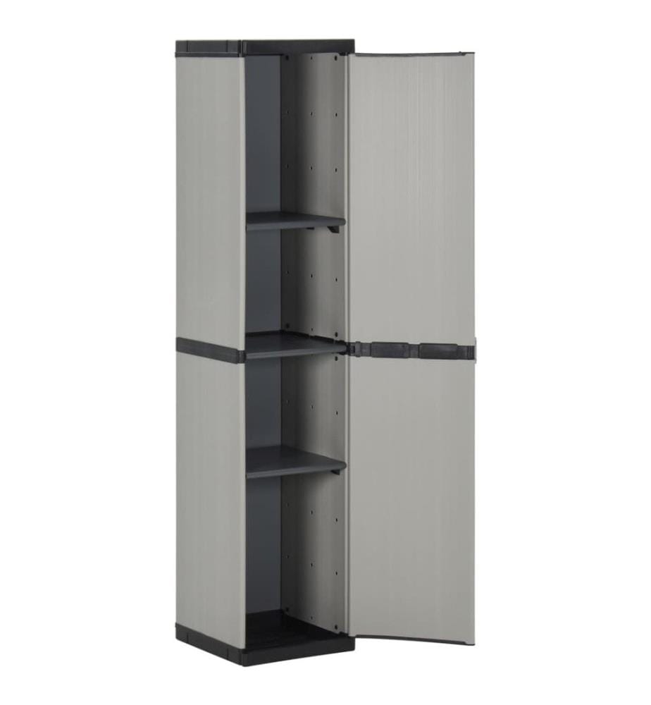 Garten-Lagerschrank mit 3 Böden Grau & Schwarz 34x40x168 cm