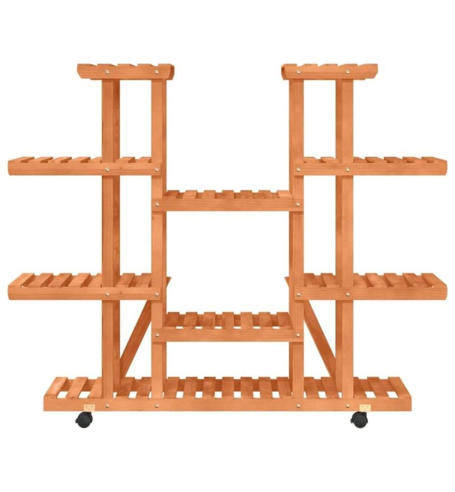 Support à fleurs avec roues 110x25x115 cm bois massif de sapin