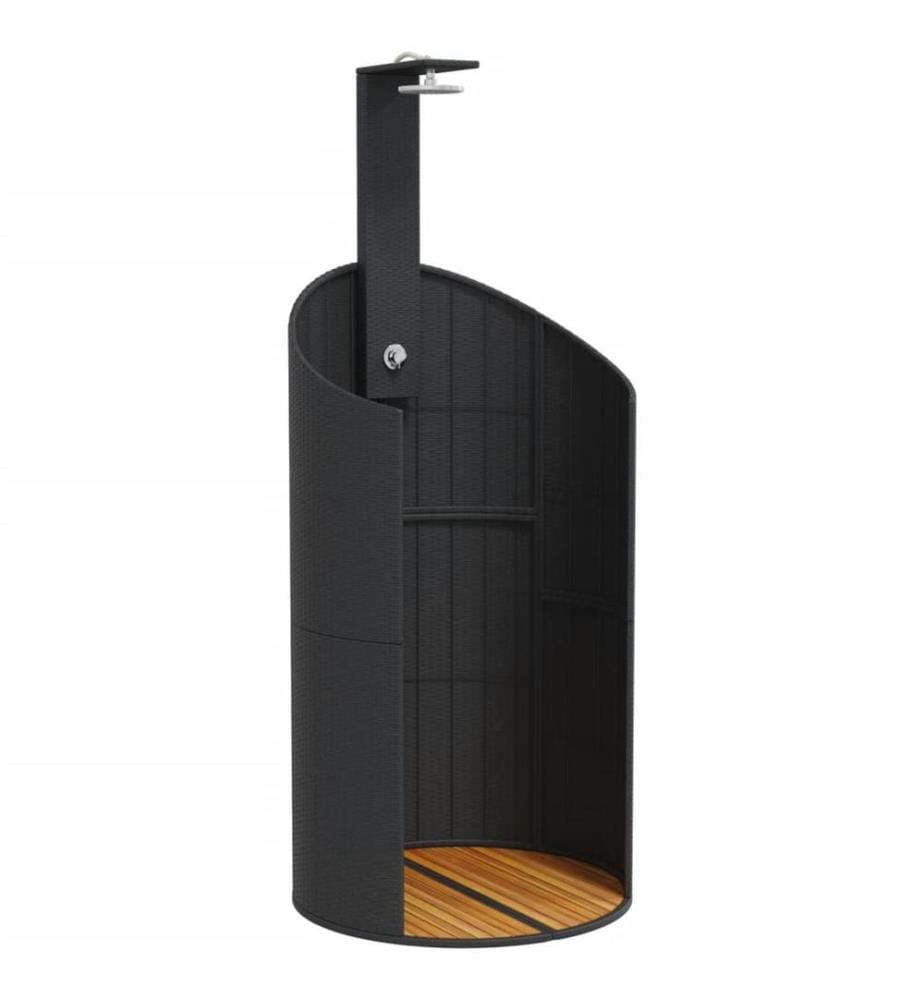 Gartendusche Schwarz 100x100x241,5 cm Poly Rattan Akazienholz