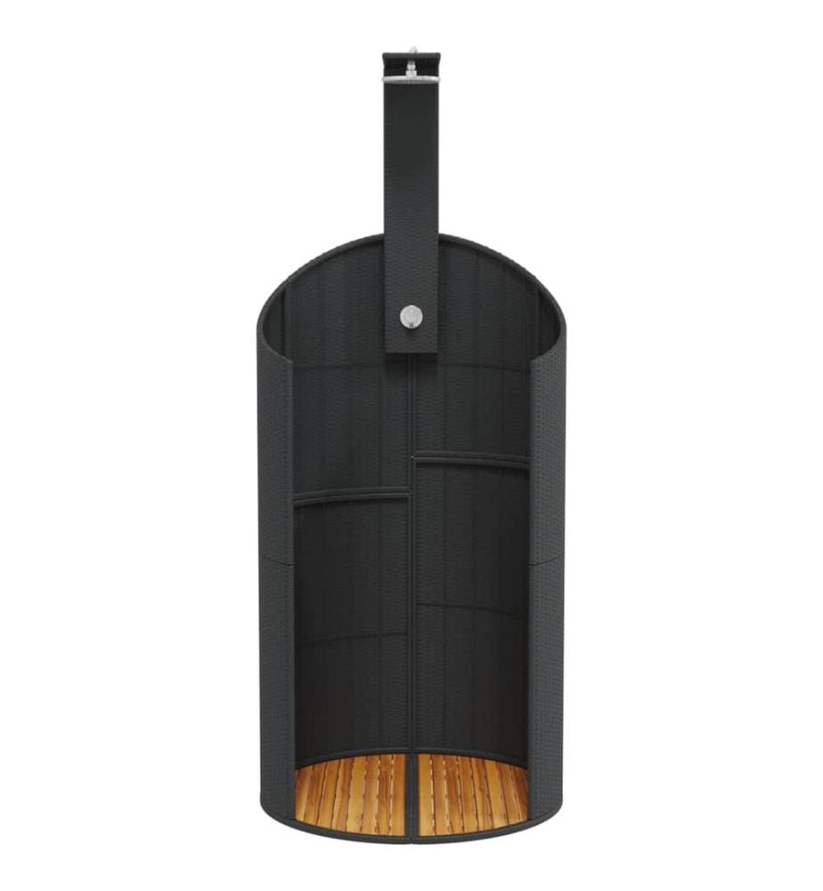 Gartendusche Schwarz 100x100x241,5 cm Poly Rattan Akazienholz