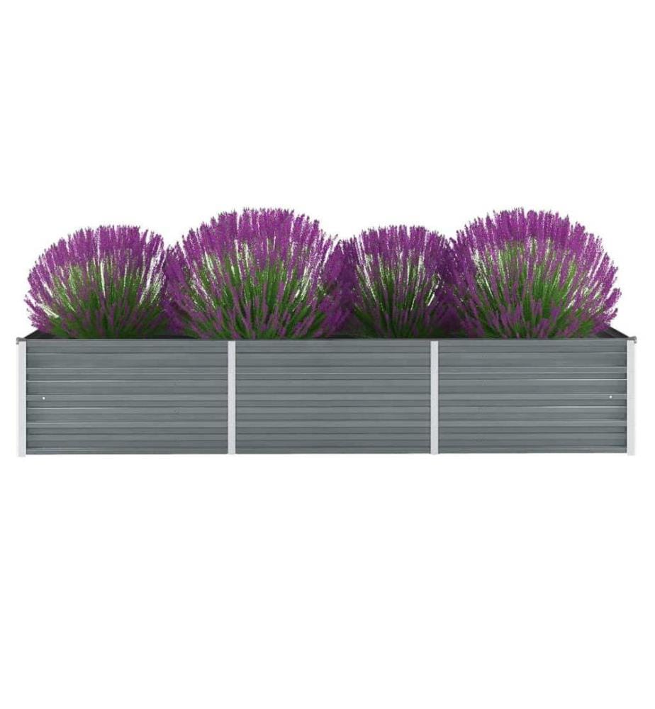 Lit surélevé de jardin Acier galvanisé 240x80x45 cm Gris