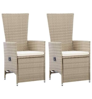 Garten-Liegestühle 2 Stk. mit Auflagen Poly Rattan Beige