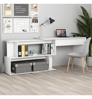 Eckschreibtisch Weiss 200x50x76 cm Holzwerkstoff