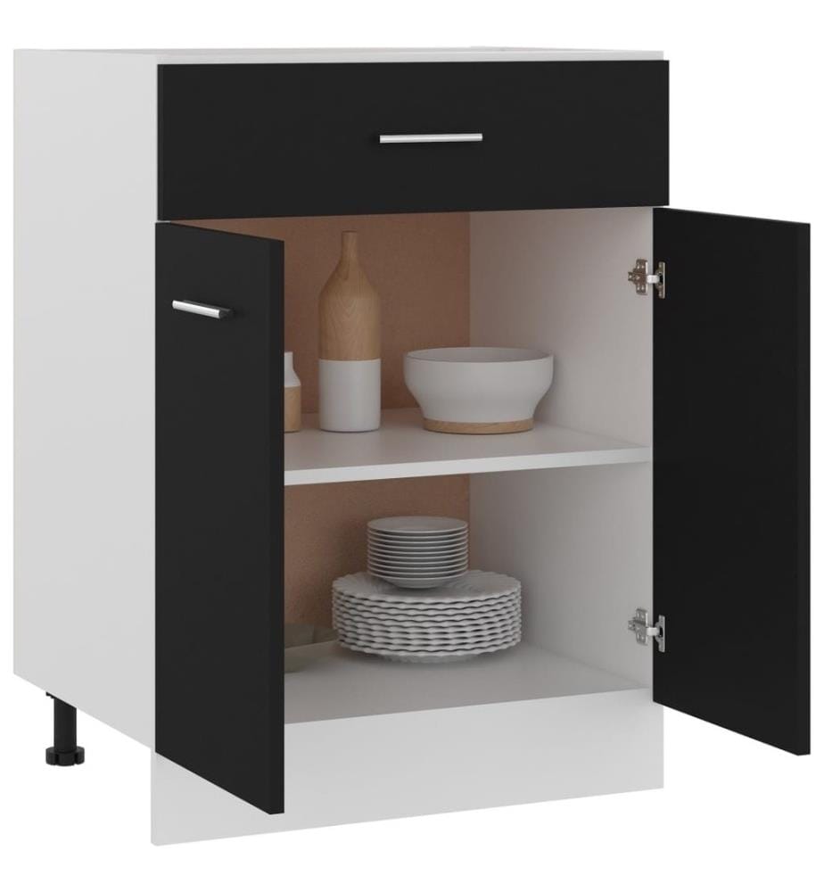 Schubunterschrank Schwarz 60x46x81,5 cm Holzwerkstoff