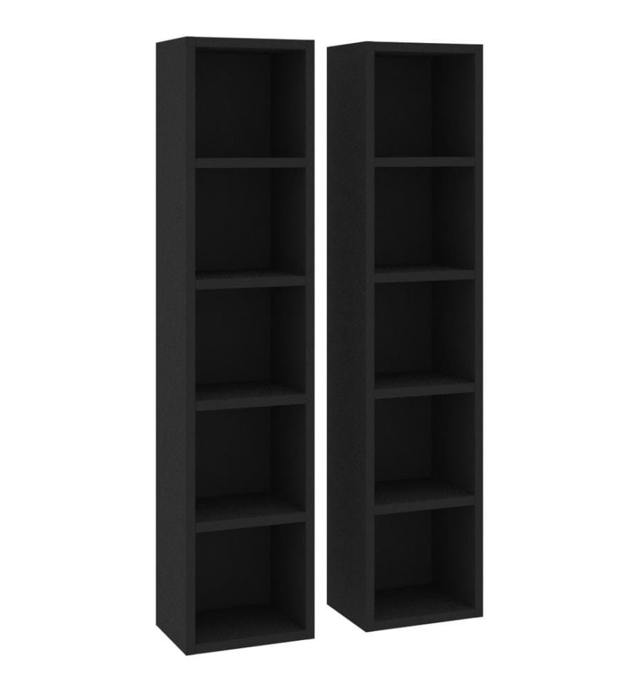 Armoires à CD 2 pcs Noir 21x16x93,5 cm Aggloméré