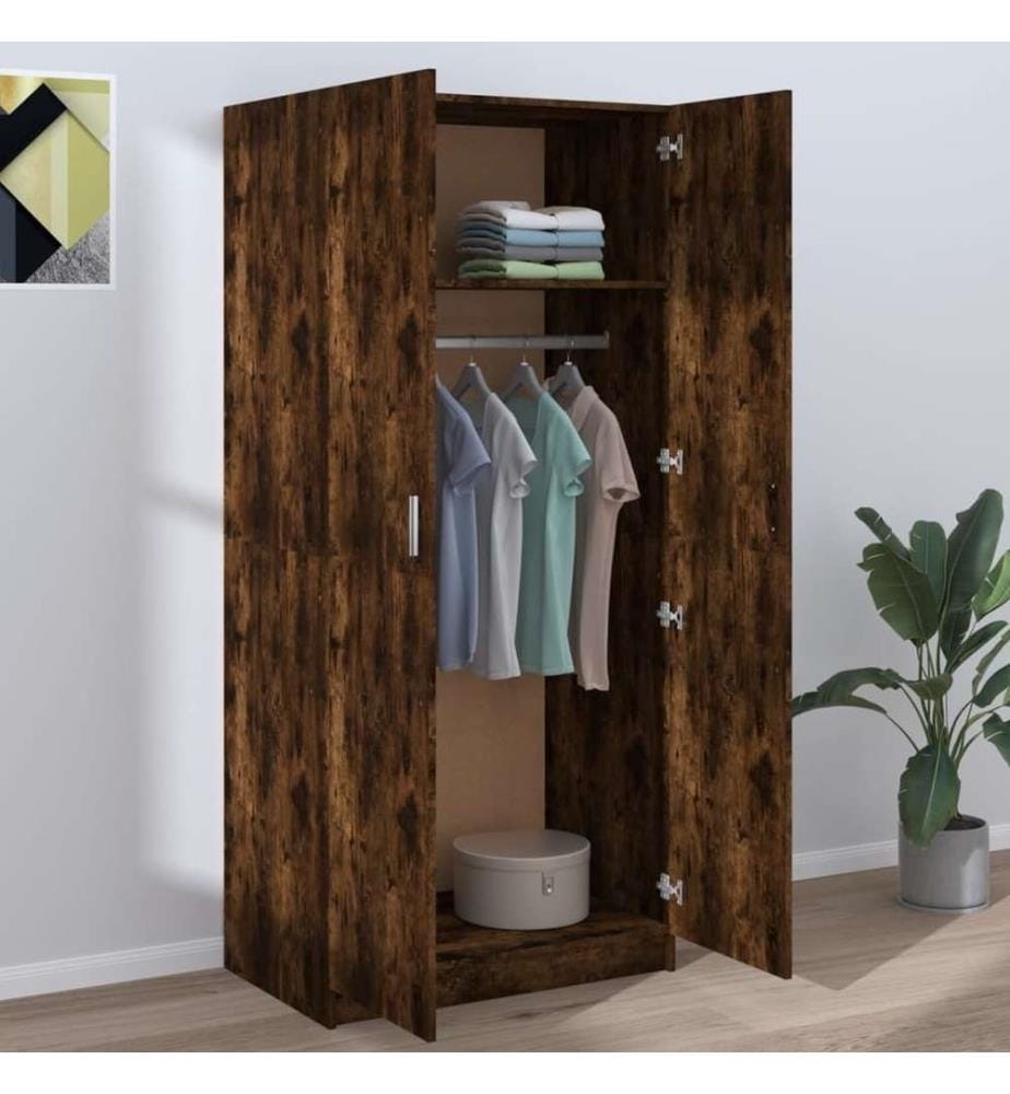 Kleiderschrank Räuchereiche 80x52x180 cm Holzwerkstoff