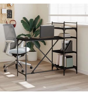 Computertisch mit Regal Schwarz 120x47x109 cm