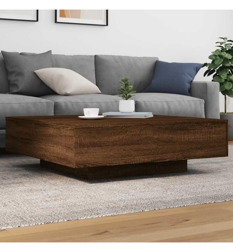 Couchtisch mit LED-Leuchten Braun Eichen-Optik 100x100x31 cm