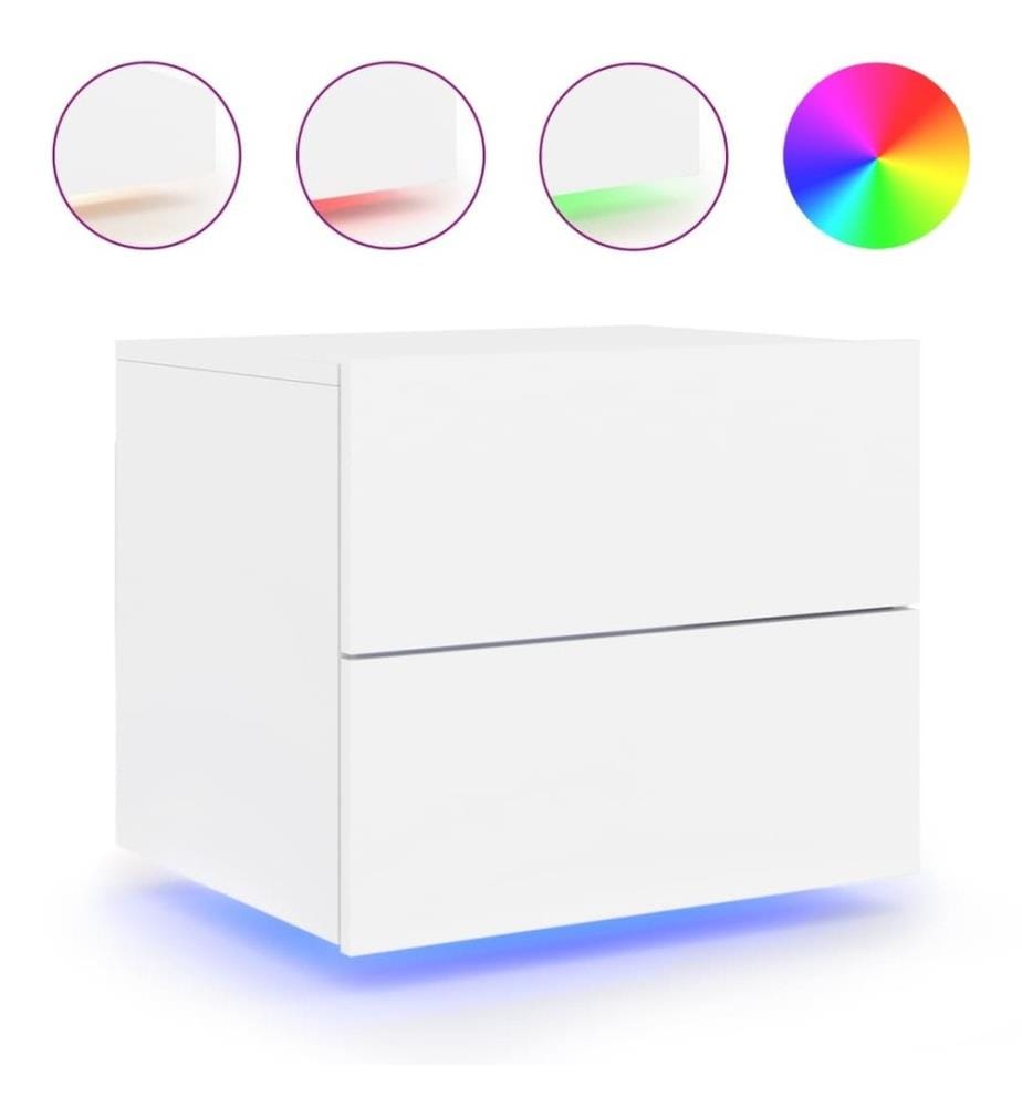 Table de chevet murale avec lumières LED blanc