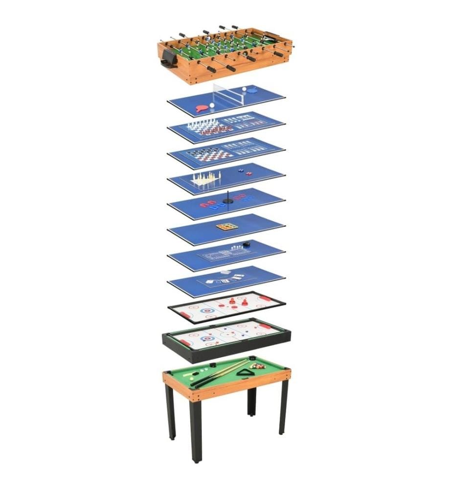 15-in-1 Multigame-Tisch 121×61×82 cm Ahorn