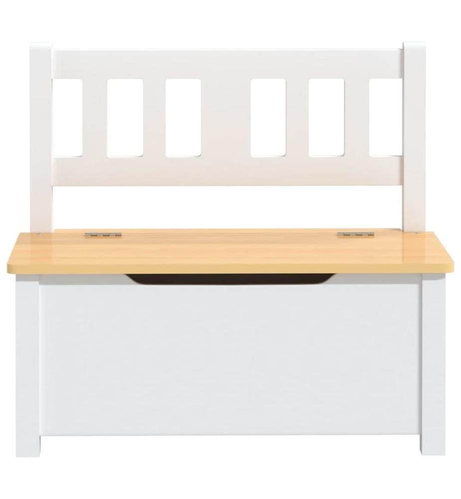 Kinderbank mit Stauraum Weiss und Beige 60x30x55 cm MDF