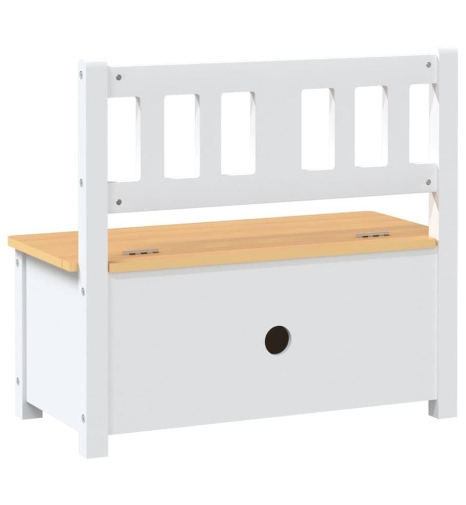 Kinderbank mit Stauraum Weiss und Beige 60x30x55 cm MDF