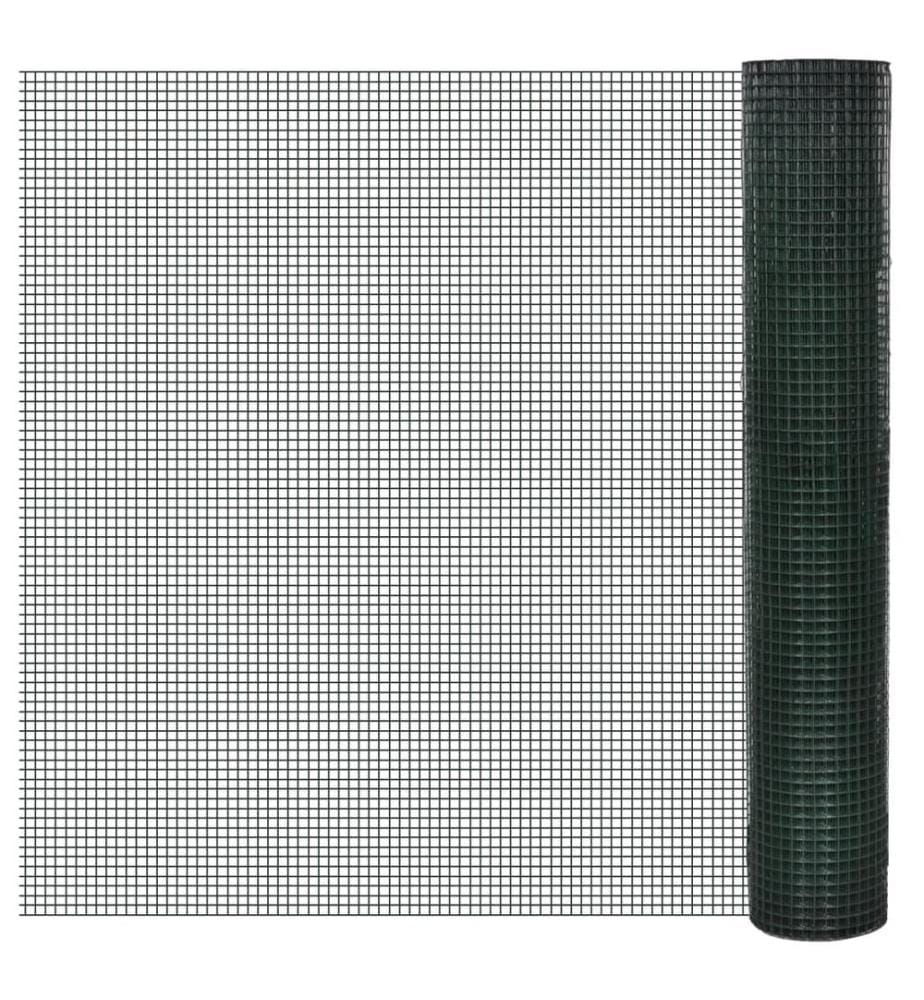 Drahtzaun für Hühner Verzinkt mit PVC-Beschichtung 25x1 m Grün