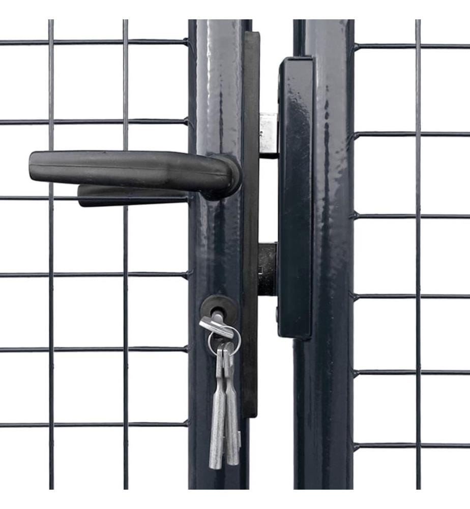 Gitter-Gartentor Verzinkter Stahl 306 x 100 cm Grau