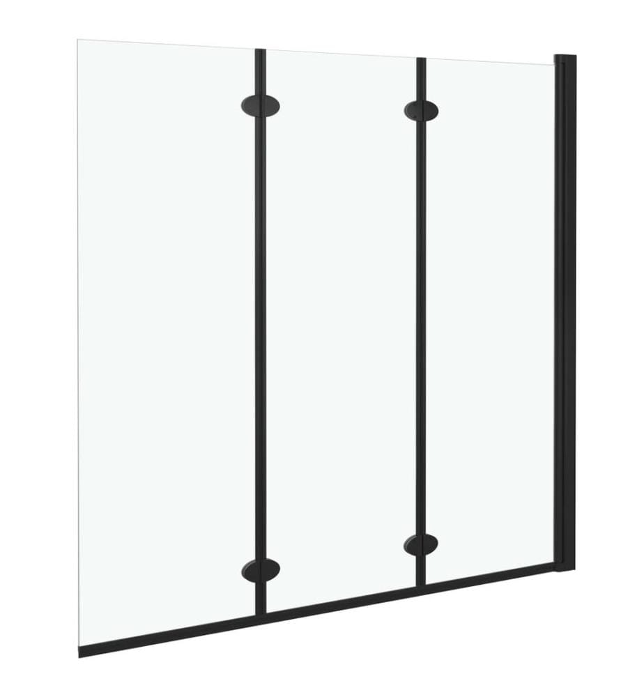 Faltbare Duschkabine 3 Paneele ESG 130x138 cm Schwarz