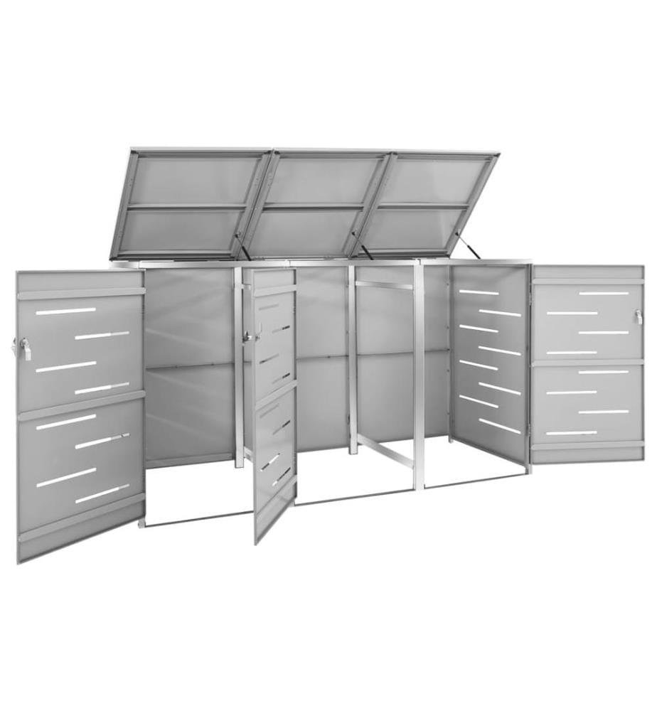 Abri pour trois poubelles 207x77,5x112,5 cm Inox
