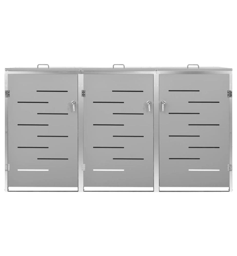 Abri pour trois poubelles 207x77,5x112,5 cm Inox