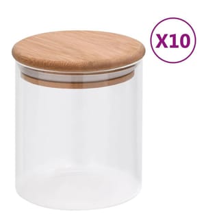 Vorratsgläser mit Bambusdeckel 10 Stk. 600 ml
