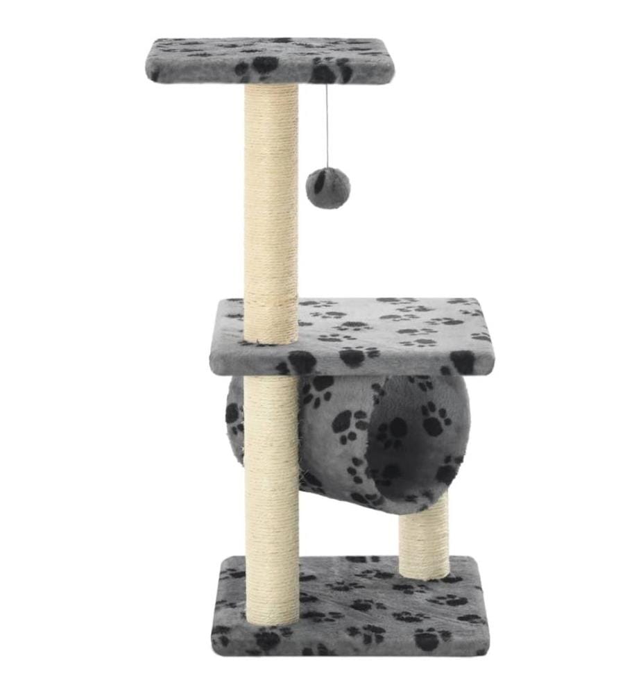 Katzen-Kratzbaum Sisal 65 cm Grau Pfoten-Muster