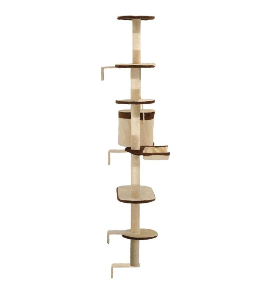 Arbre à chat en sisal Montage mural 194 cm Beige et marron