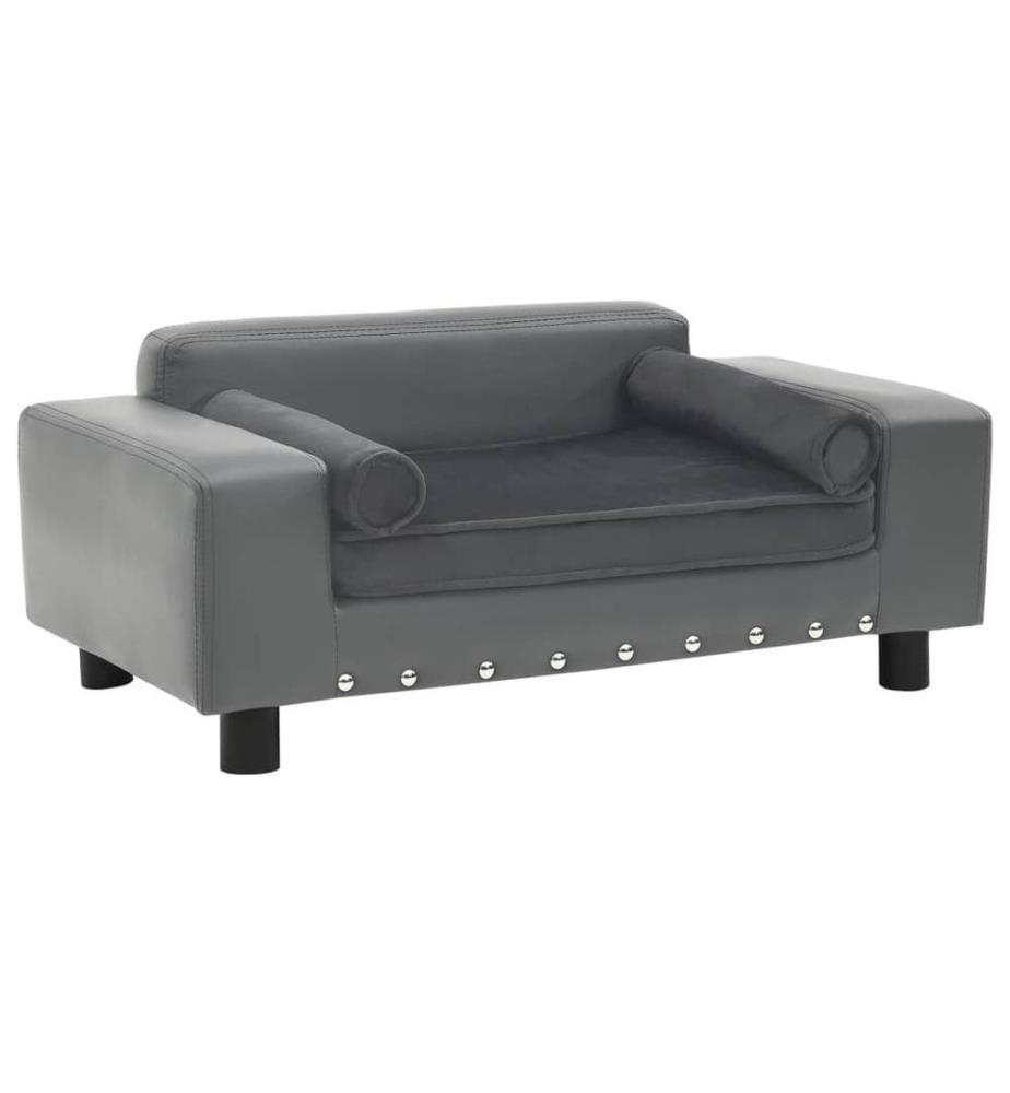 Hundesofa Grau 81x43x31 cm Plüsch und Kunstleder