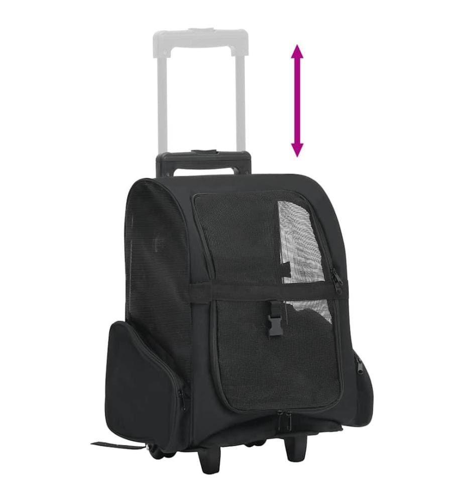 Chariot polyvalent pliable pour animaux de compagnie noir