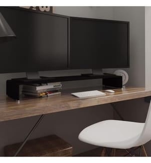 TV-Tisch/Bildschirmerhöhung Glas Schwarz 110x30x13 cm