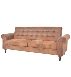 2-Sitzer Schlafsofa mit Armlehnen Künstliches Wildleder Braun