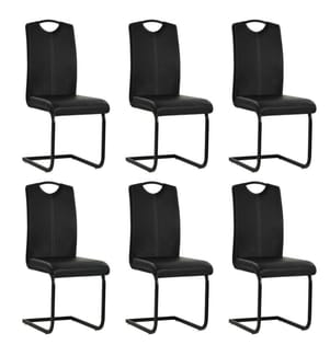 Freischwinger 6 Stk. Schwarz Kunstleder