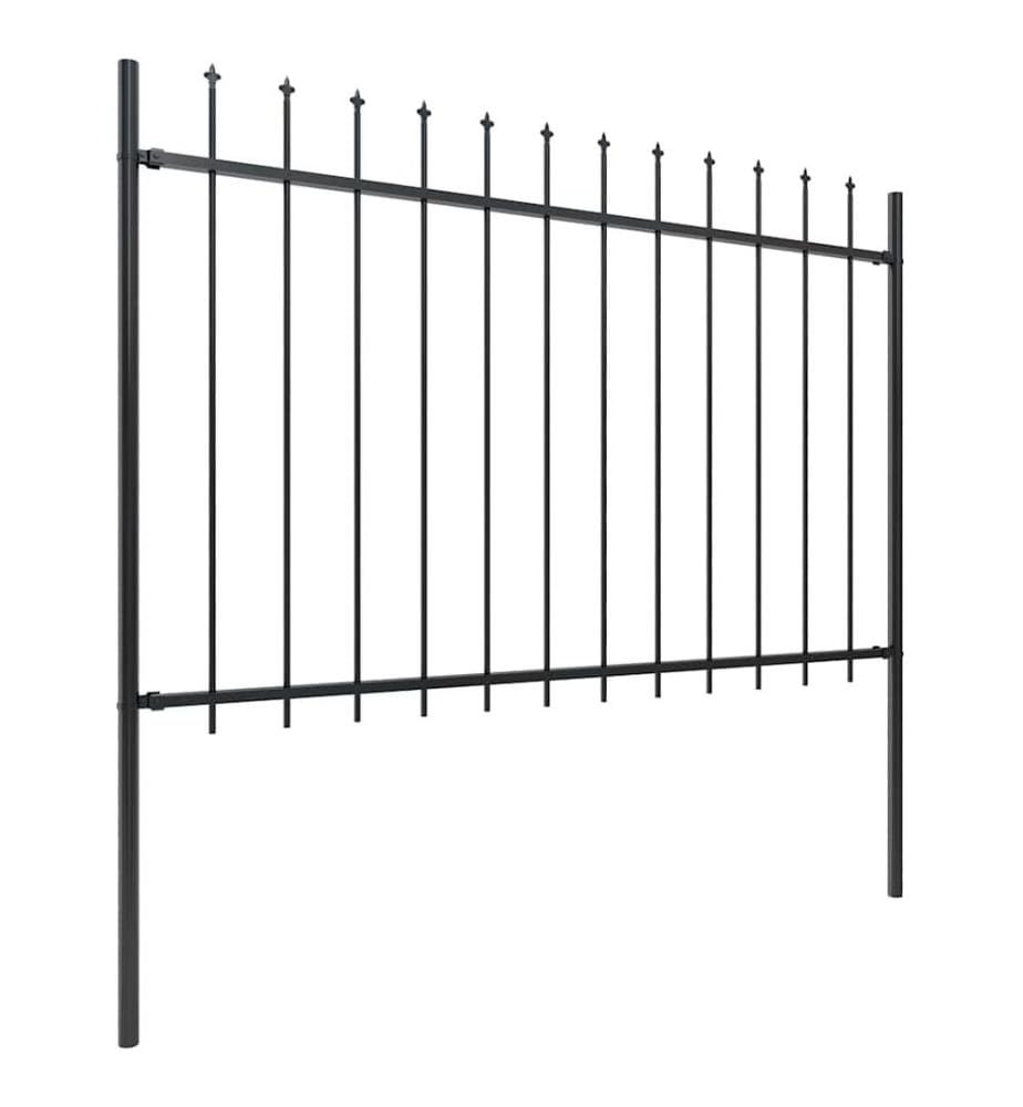 Gartenzaun mit Speerspitze Stahl 714,5 x 120 cm Schwarz
