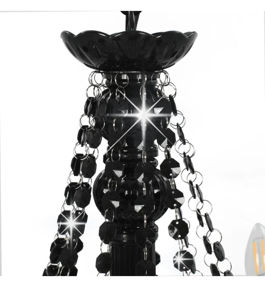 Lustre avec perles Noir 12 ampoules E14