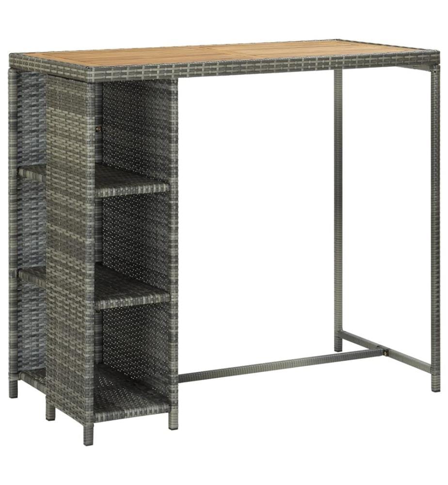 5-tlg. Gartenbar-Set mit Kissen Poly Rattan Grau