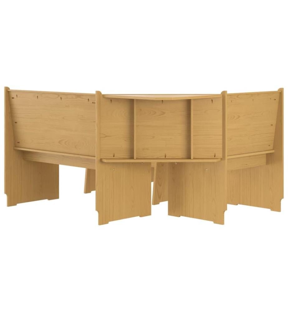 Ensemble à manger REINE 3 pcs marron miel bois de pin massif